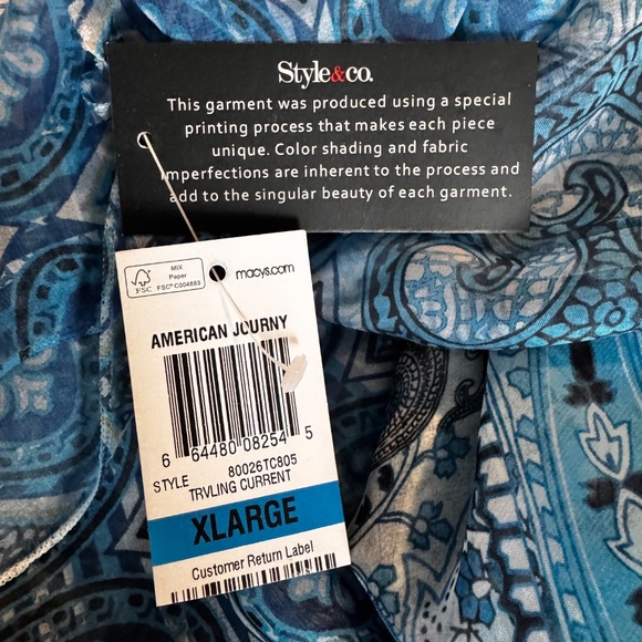 Style & co. Womens XL Shell & Cami Top Paisley Sheer Blouse & Tank - Picture 14 of 14